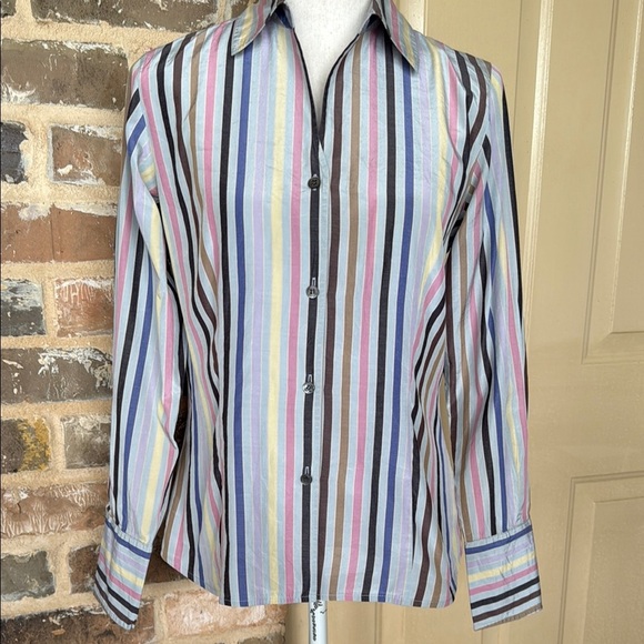 Doncaster Vintage Silk Blend Striped Button Up Shirt Multi Color Sz  S - Picture 11 of 11